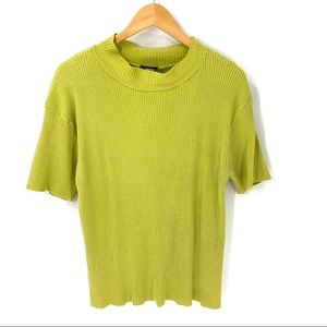 Resource Lime Green Ribbed Short Sleeve Sweater